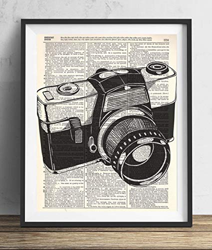 Vintage Camera (#4) Vintage Dictionary Art Print, Antique Wall Art Home Decor, Modern Boho Poster, Farmhouse Decoration Living Room Bedroom Office 8x10 Inches, Ready To Frame