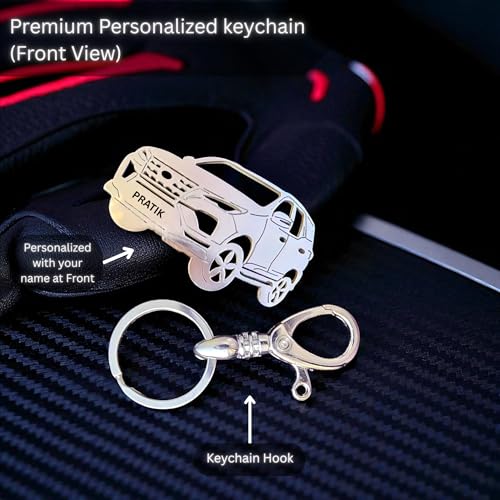 Image of Premium Stainless Steel Car Keychain | Personalized Custom Name Keyring | Stylish Car Shape Metal Key Holder made for Toyota Fortuner, Legender, Innova Crysta, Hycross, urban cruiser hyryder