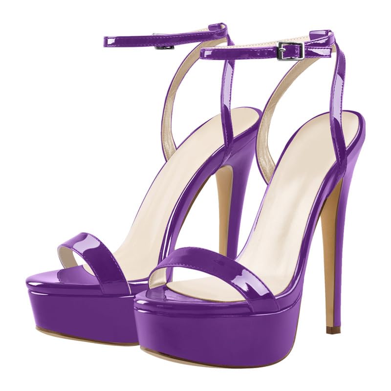 Image of Platform Stiletto High Heels for Women, Round Open Toe Ankle Strap Sexy Heeled Sandals for Wedding Party Dress