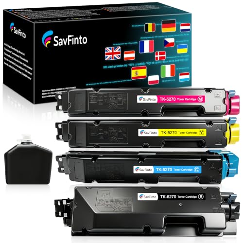 Image of SavFinto TK5270 Toner Cartridge Replacement for Kyocera TK-5270 TK5270 Toner Compatible for Kyocera ECOSYS M6230cidn M6230cidnt P6230cdn M6630cidn (4 Pack, Black/Cyan/Magenta/Yellow)