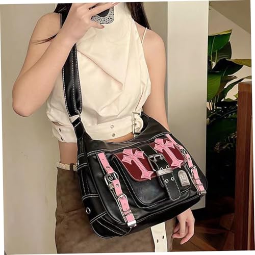 Sac à bandoulière Y2k ajustable en cuir PU résistant à l'usure - 6