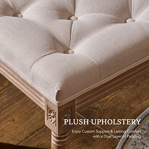 VONLUCE Banco de Pie de Cama 30x40x47 cm Banquetas para Dormitorio en Estilo de Vintage Taburete Pie de Cama con Asiento Acolchado y Patas de Madera para Dormitorio y Salón - imagen 5