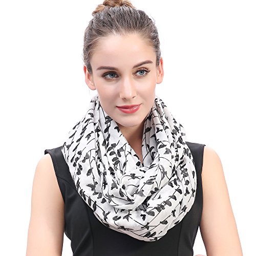Lina & Lily Bird Print Women's Infinity Scarf Lightweight All Season