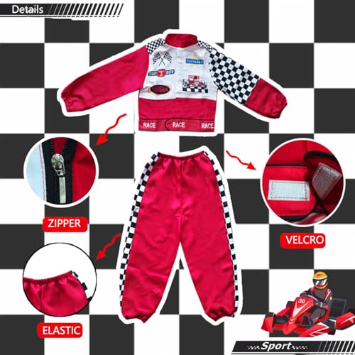 Disfraz completo de piloto de carreras para niños miniatura 3