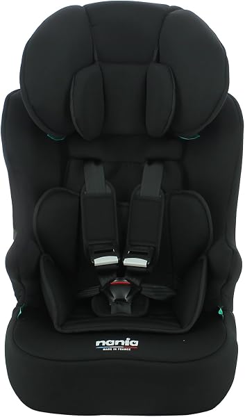 Nania - Seggiolino auto con cintura RACE I 76-140 cm R129 i-Size - Per bambini da 3 a 10 anni - Poggiatesta regolabile in altezza - Base reclinabile - Made in France (Accesso nero) - 2