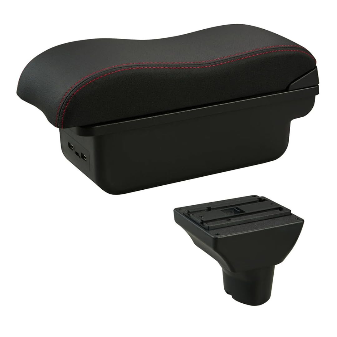 Toiumops Armrest for Hyundai I20, Car Armrest Box Center Console Store box(C1 Red Line USB)