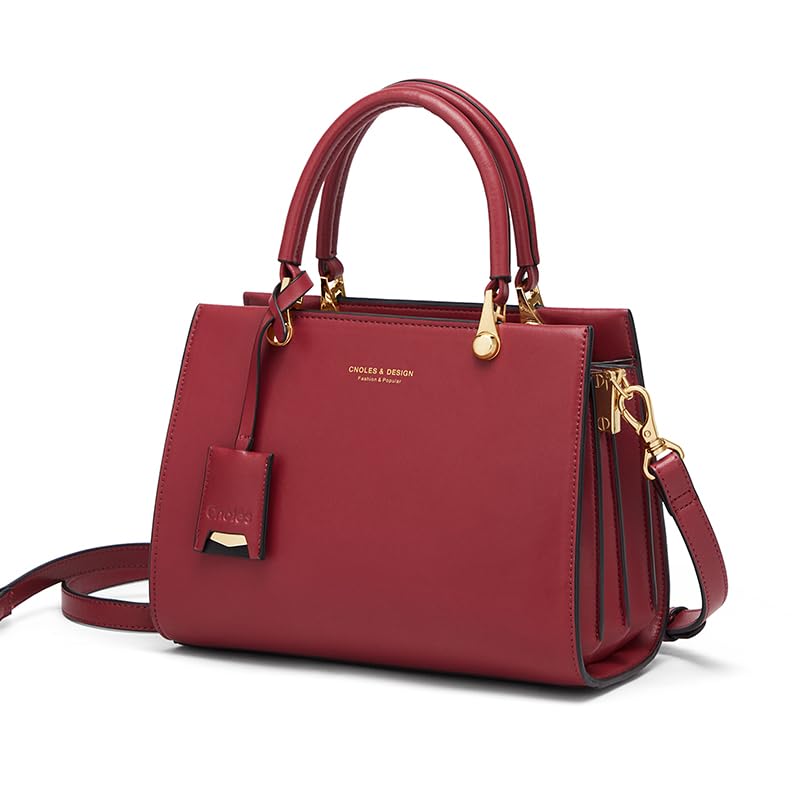 Cnoles Elegante Leder Damen Handtaschen Top-Handle Satchel mit Schulterriemen Modische Einkaufstaschen für Damen (rot)