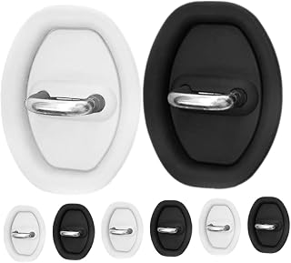 Zerodeko Protector De Pestillo De Puerta Coche De Silicona 8 Piezas (4 Negras, 4 Blancas) Protección Antichoque y Antiherrumbre Para Cerraduras, Amortiguador Silencioso Para Vehículos