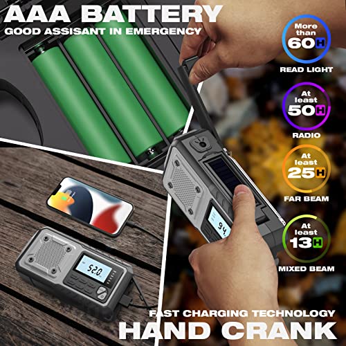 Siyegk WB-376 Emergency Weather Radio 5000Mah With Solar Hand Crank, Men Dad Husband Cool Gadgets, Noaa Am Fm Portable Battery Power Weather Alert Radios thumb #1