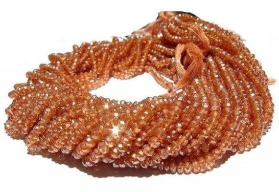 Quartz Champagne perles facettées de qualité gemme en fil de 14 pouces