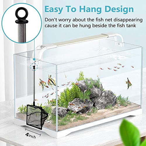 Image of Fish Net for Fish Tank, Fine Mesh Aquarium Net with 9-24 Inch Stainless Steel Long Handle, Extendable Fishing Tank Net for Fish Shrimp Tank, Pond, Creek (4 inch) (Pack of 2)