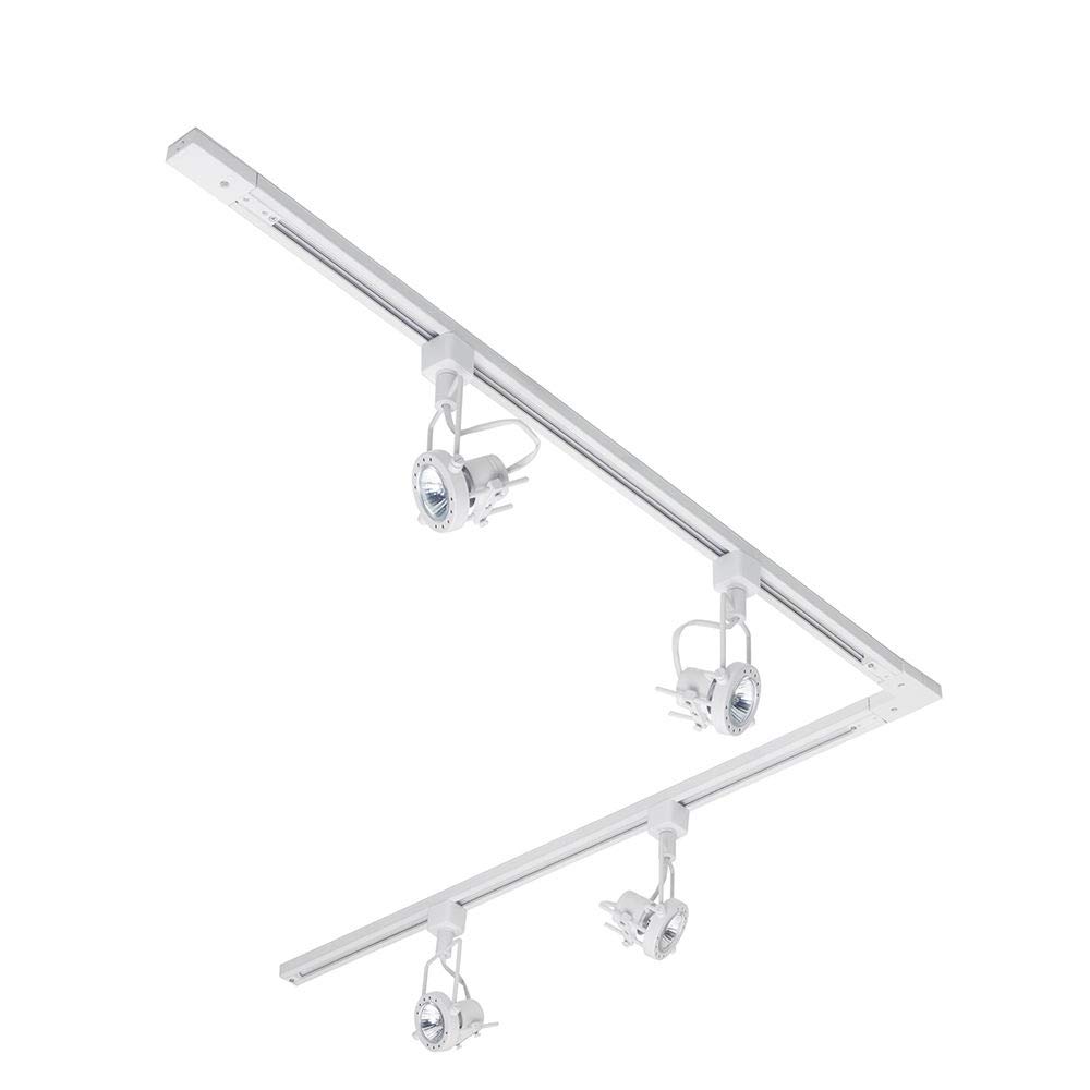 LITECRAFT Kitchen Track Light with Greenwich Fixture & GU10 LED Bulbs - (White, 2M L-Shape 4 Light)