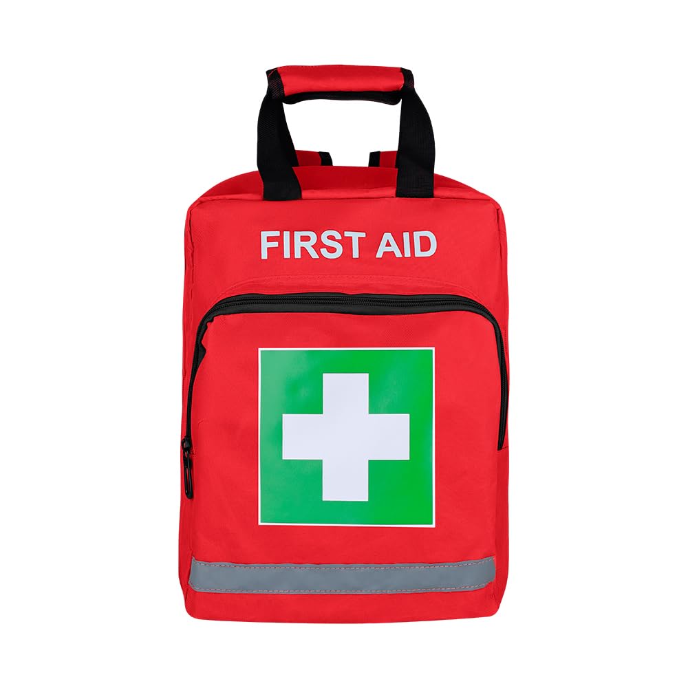 Sac à dos d'urgence rouge Sac de premiers secours Sac à dos médical vide Sac de traitement Sac de traumatisme avec bande réfléchissante pour cyclisme équitation randonnée camping garderie vacances en