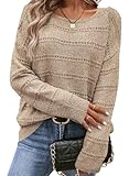 SHEWIN Sweaters for Women Casual Long Sleeve Boat Neck Pullover Women's Sweaters Lightweight Off The Shoulder Tops Loose Fit Fall Clothes for Women Smoke Gray Medium