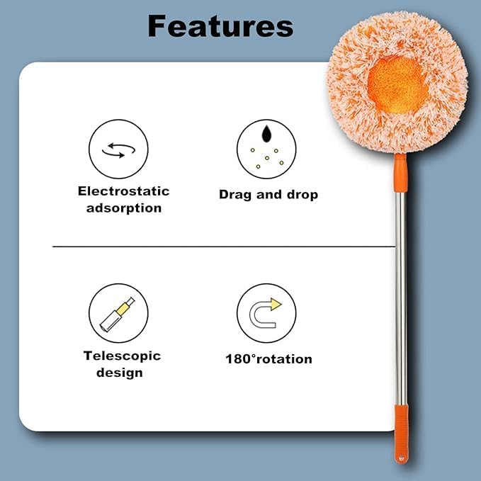 Image of Bathroom Cleaning Brush with Wiper, Long Handle Floor Scrubber Brush with Water Wiper Blade, Heavy Duty Tile & Floor Cleaning Brush, Multipurpose Bathroom Kitchen Floor Cleaner Tool (Sun Flower mop)