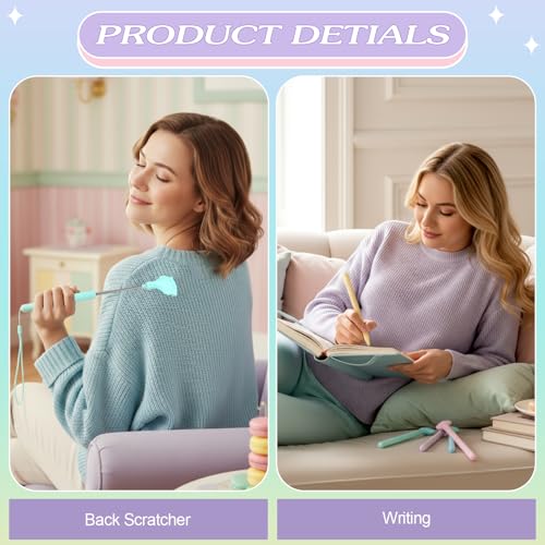 Funrous 5 Pcs Macaron Back Scratchers Pens Multi Extendable Back Massage Funny Pens Cute Telescoping Portable Massage Stocking Stuffers for Adults Women Men Christmas Thanksgiving Birthday Gifts