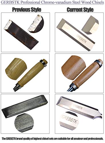 GREBSTK Professional Wood Chisel Tool Sets Sturdy Chrome Vanadium Steel Chisel Beech Handles Woodworking Tools, 4PCS, 1/4 inch,1/2 inch,3/4 inch,1 inch