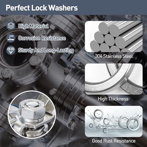 FOMGIIN 50 Stück Federringe M10, DIN 127 Federring Form B nach Federring Glatt, A4 V4A 304 Edelstahl Spiralförmige Federscheiben Unterlegscheiben Federscheibe Sprengring, EN 10088-1.4301