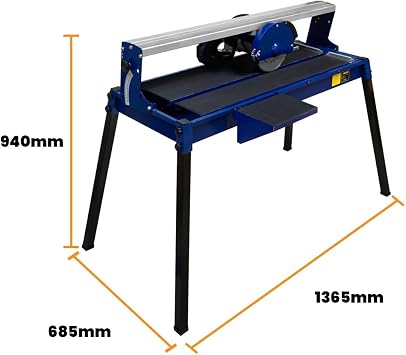 Wet Tile Cutter with 720mm Bench Stand Table Laser Cutting Guide Diamond Blade Heavy Duty 800W Motor Includes Free Extra Blade 0-45° Angle Cut Range Portable DIY and Professional Use