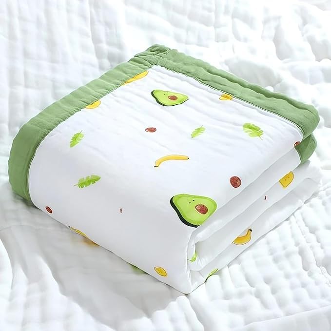 6 Layer Muslin Baby Blanket for Newborn (0-5 Years) | 6 Layer 100% Cotton Baby Blanket 110x110 cm | Soft Breathable Blanket for Summer & All Season (Avacado)-image-34