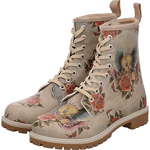 DOGO WB Vegane Damen Boots Stiefeketten - Tweety with Roses 42 Cover
