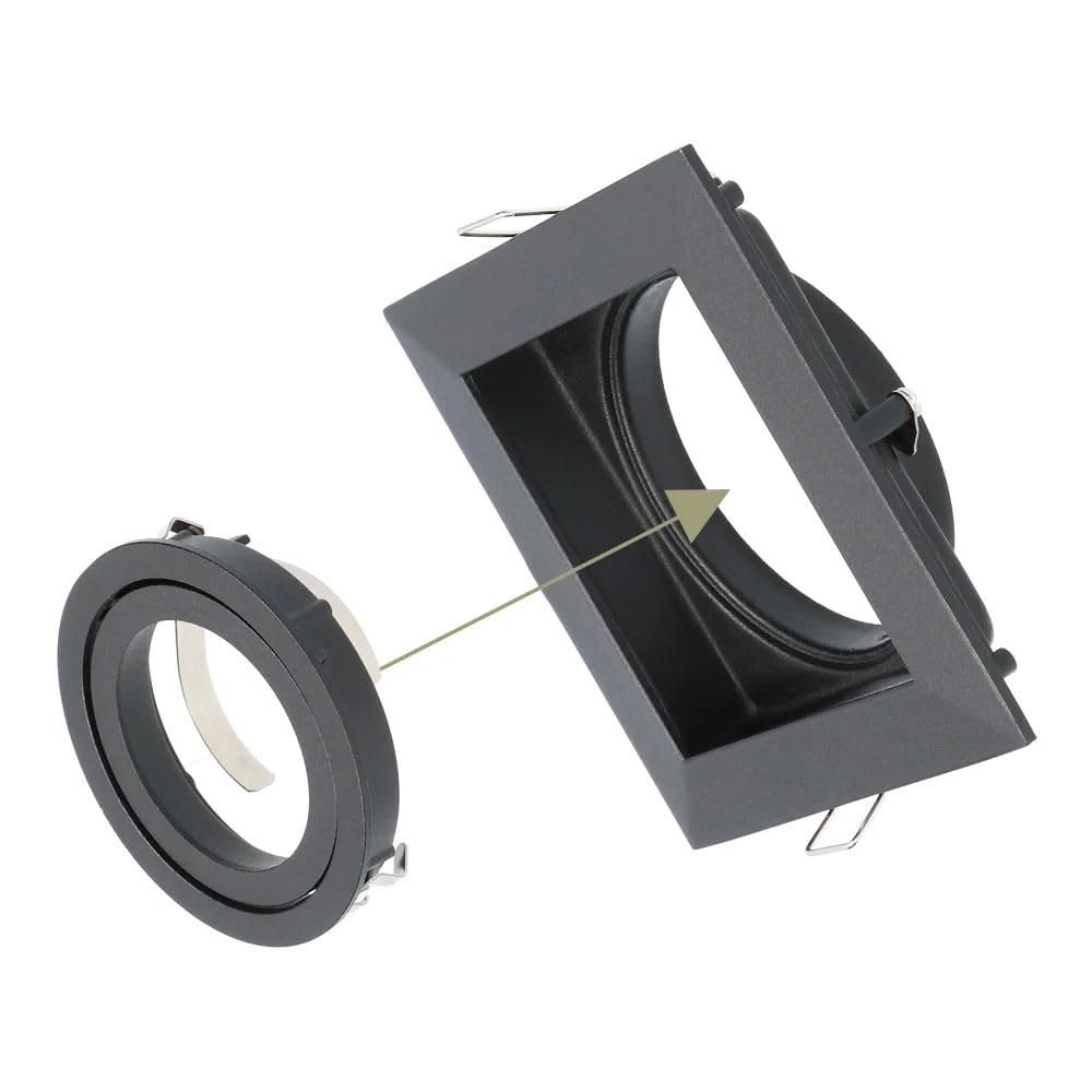 HOFTRONIC - LED Einbaustrahler 230V Eckig Schwenkbar Dimmbar Schwarz Extra Warmweiß 6er set Deckeneinbauleuchte 6x345lm Einbauspots GU10 - Deckeneinbaustrahler, Wohnzimmer und Büro