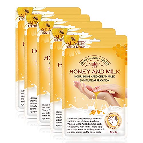 Hand Moisturizing Gloves Mask for Dry Skin, Nourishing Soften Hand care Peel off Cream for dry crack hands,Hand skin repair Lotion, Hand spa exfoliating deep moisture overnight hand massage (5 Packs)