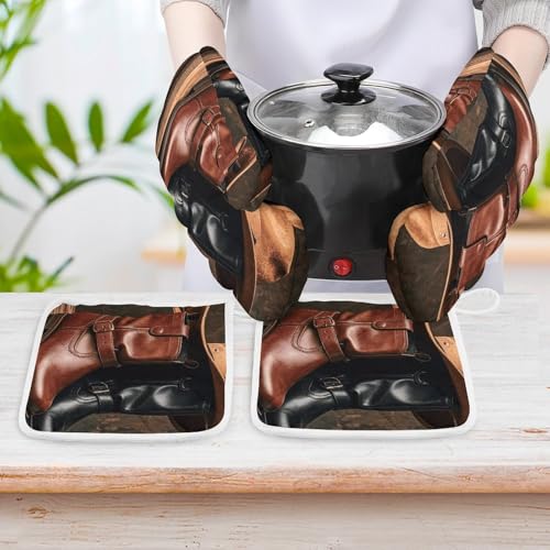 Gants de cuisine en cuir lot de 4 pour réussir vos barbecues et pâtisseries en famille