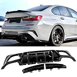 Rear Bumper Diffuser Lip Compatible with 2019-2022 3 Series G20 330i 330e M340i M Sport, Rear Diffuser Lip ABS Material, Glossy Black