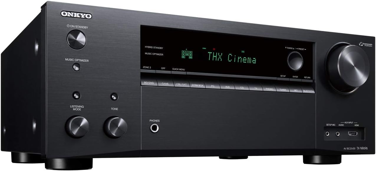 Onkyo TX-NR696 Home Audio Smart Audio and Video Receiver, Sonos Compatible and Dolby Atmos Enabled, 4K Ultra HD and AirPlay 2, Black