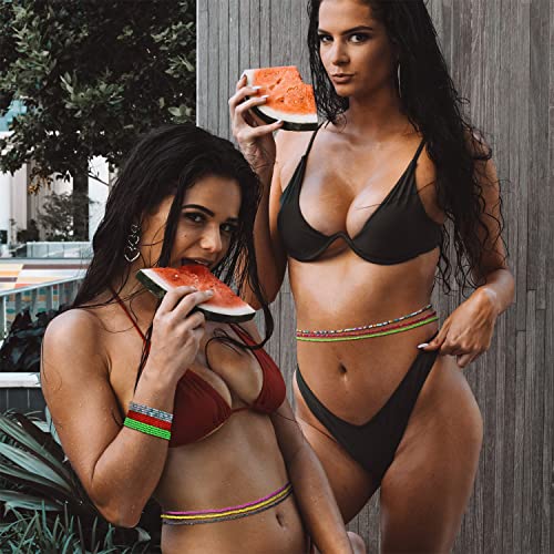 Taouzi 48 Pieces Waist Beads For Women Colorful Beaded Body Chain Elastic String Waist Chain Beach Bikini Belly Chains For Women Girls Teen #TOP4