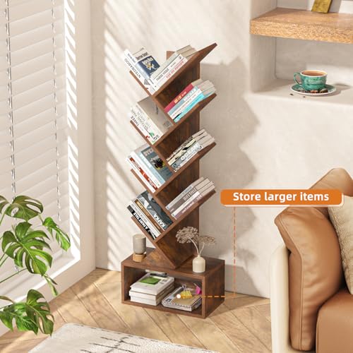 SHEEPAM 9-Tier Tree Bookshelf Floor Standing Narrow Space Storage Bookcase - image 5