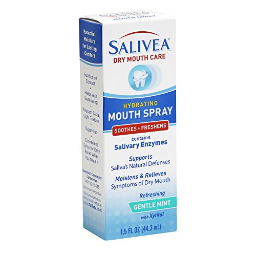 SALIVEA Dry Mouth Spray for Adults (1 Pack) 250 Pumps Saliva Substitute Mouth Spray with Natural Salivary Enzymes & Xylitol Moisturizing Dry Mouth Relief Alcohol Free Soothing Mint 1.5 oz