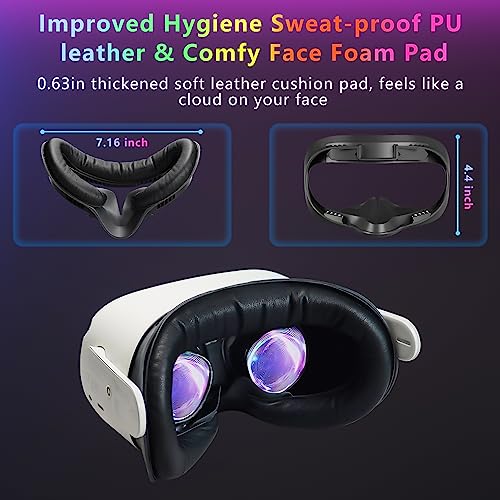 Image of SAQICO Face Pad & Face Cover Cushion Replacement Compatible with Oculus /Meta Quest 2 -VR Accessories Facial Interface Bracket Foam Soft Silicon & Comfortable Leather Sweat-Proof Anti-Leakage Nose Pad