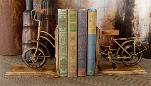 Deco 79 Wood Bike Bookends, Set Of 2 7"W, 9"H, Brass #TOP1