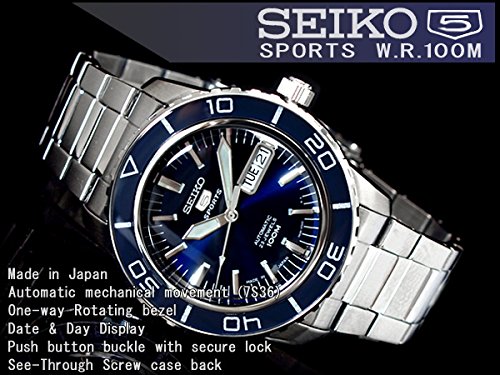 Image of Seiko 5 Sports SNZH53J1 Japan Men's Stainless Steel Blue Dial Automatic Watch