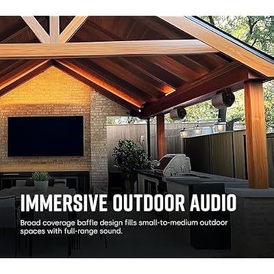 Polk Audio Atrium 4 Weatherproof Outdoor Speakers with Powerful Bass (Pair, Black), All-Weather Durability, Broad Sound Coverage, Speed-Lock Mounting System