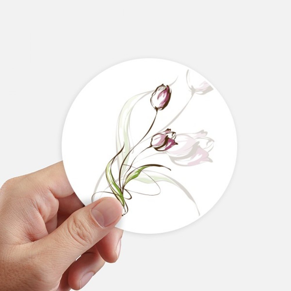 Autocollants tulipe rose ronde 10cm sticker mural multicolore 8Pcs DIYthinker