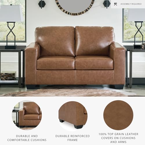 Image of Signature Design by Ashley Bolsena Contemporary Leather Match Loveseat, Dark Brown