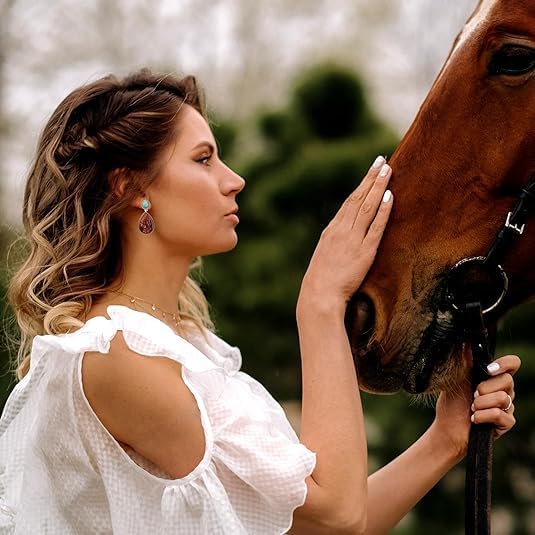 Western Country Earrings for Women Turquoise Cowgirl Dangle Earrings Western Earrings Suitable for Country Music Festivals Jewelry - Image 2