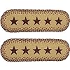   VHC-Brands-Classic-Country-Primitive-Tabletop-Kitchen-Burgundy-Tan-Jute-Red-Stencil-Stars-Runner-Set-of-2-x-24