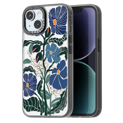 Coque iPhone 15 Passiflora Caerulea noire rigide durable pour femme 6.1"