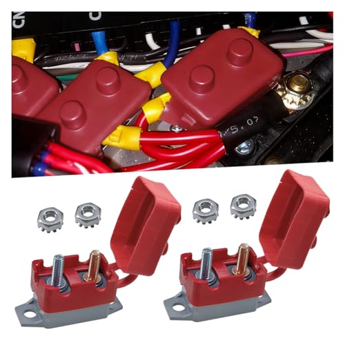 DEAELF 2PCS 40A DC 12V-24V Car Automatic Reset Circuit Breaker with Cover Stud Bolt, Automotive Current Overload Protector for RV, Bus, Truck, Car Engine, Battery Charger and More (40A)