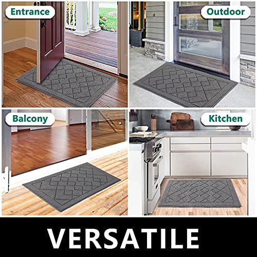 Refetone Indoor Door Mat, Front Back Door Rug, 24X36, Non-Slip Absorbent Resist Dirt Entry Mat, Machine Washable Low-Profile Inside Floor Mats Doormat For Entryway, Grey #TOP4