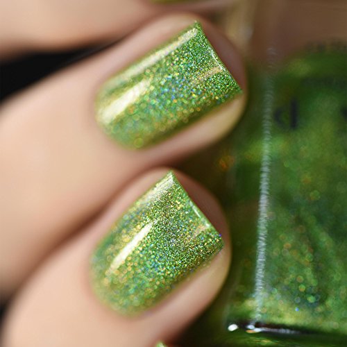 Image of ILNP 1UP - Lime Green Holographic Nail Polish, Chip Resistant Manicure, Long Wear Nail Lacquer, Smooth & Glossy Finish, Non-Toxic, Vegan, Cruelty Free, 12ml