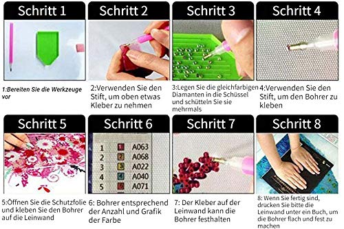Diamond Painting,Diamant Painting Bilder,DIY Cross Stickerei Malerei Kits,Wohnzimmer Schlafzimmer B¨¹ro Wand Und Eingang Dekoration£¨30x40cm/12x16 Zoll£© – Bild 8