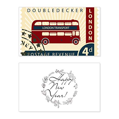 Elegante tarjeta de felicitación del Año Nuevo de Inglaterra, motivo London Doubledecker