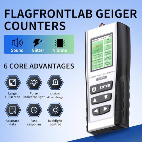 Image of Geiger Counter Nuclear Radiation Detector - Radiation Dosimeter with LCD Display, Portable Handheld β、α X-ray Rechargeable Radiation Monitor Meter