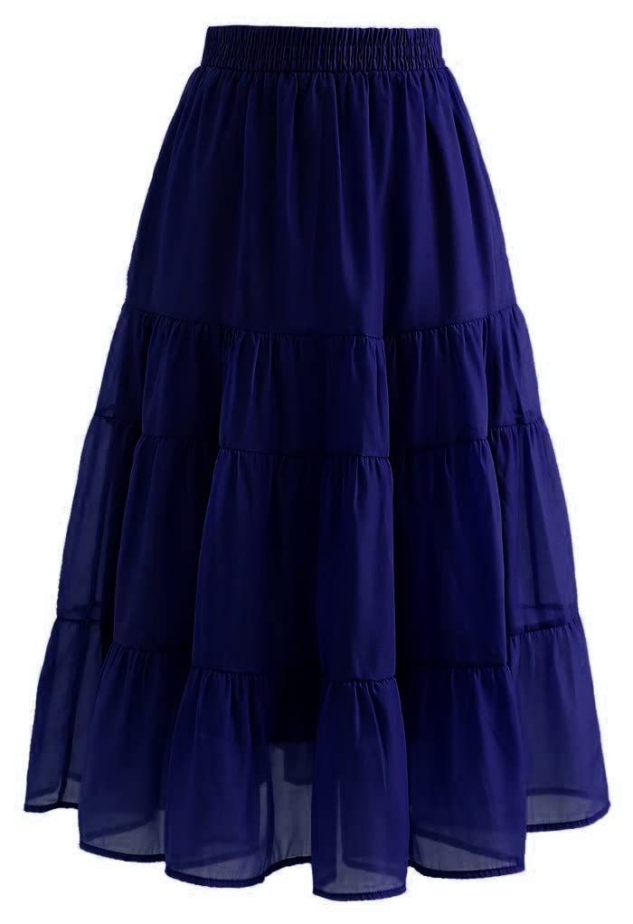 Buy Janak 'n' Masaaya Georgette Long Frill Skirt in Navy