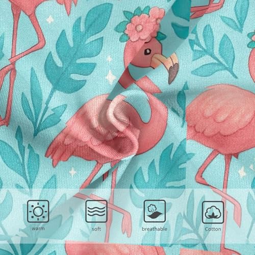 Joisal Cute Pink Flamingos Blue Leaves Panties for Girl Toddler Underwear Floral Cotton Fun Print Briefs Undies Kids 2t3